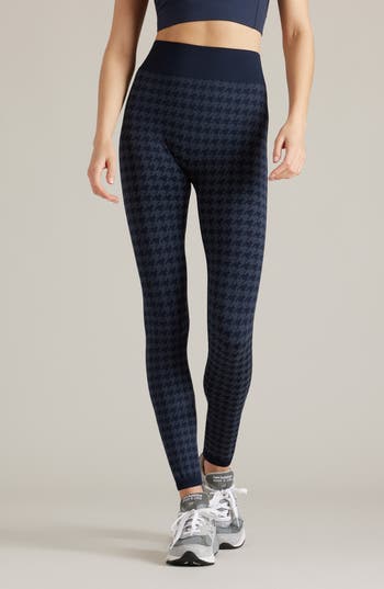 Rhone Houndstooth Seamless Base Layer Leggings In Navy Blue