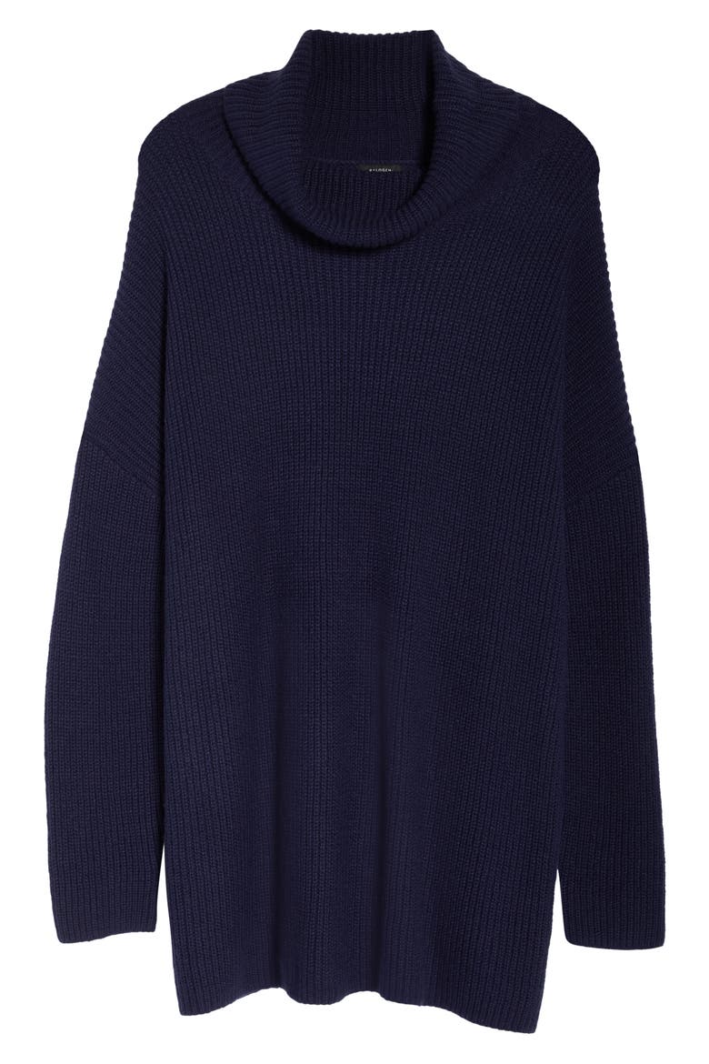 Oversized Turtleneck Tunic Sweater, Alternate, color, NAVY PEACOAT
