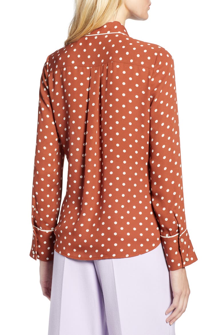 x Atlantic-Pacific Hidden Placket Blouse, Alternate, color, RUST SPACED DOT
