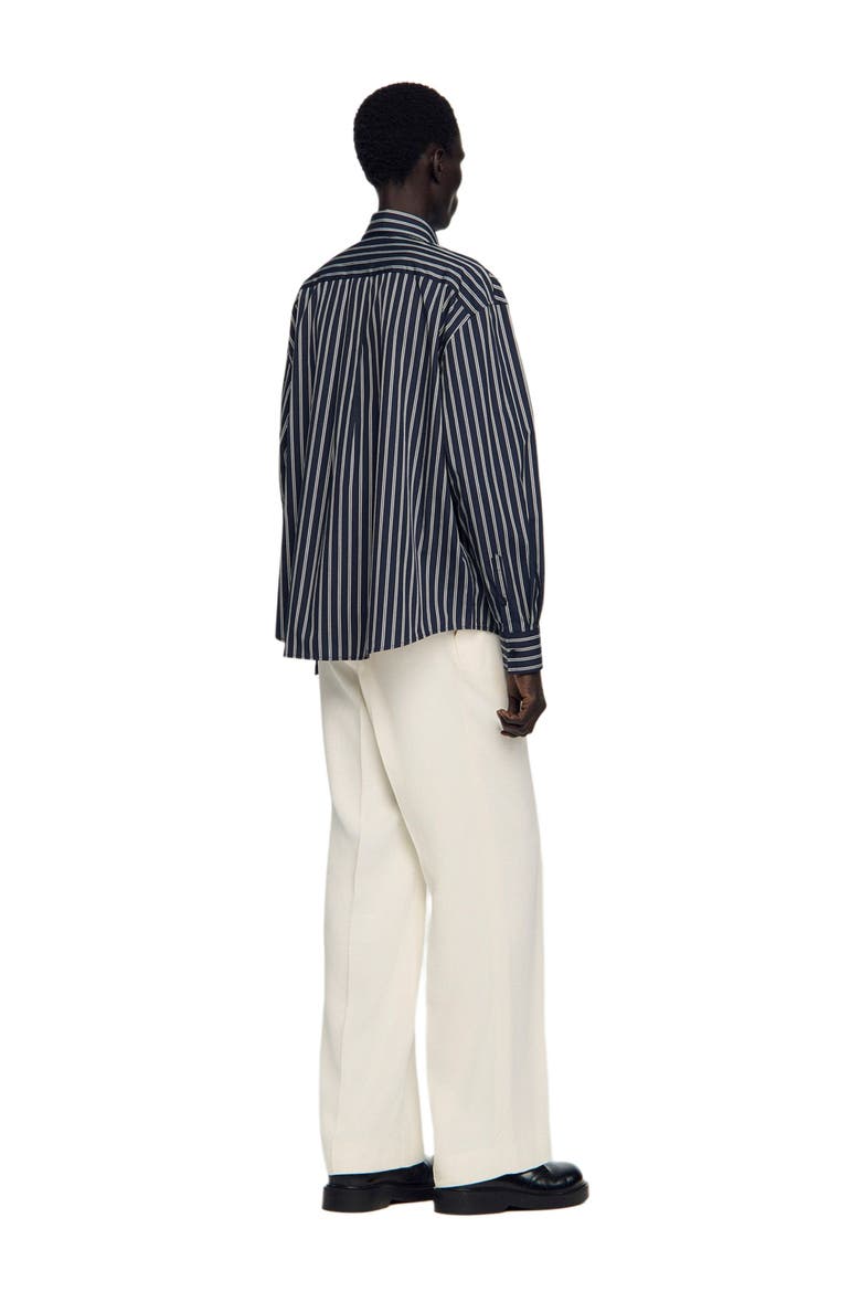 Striped cotton shirt, Alternate, color, Marine / blanc