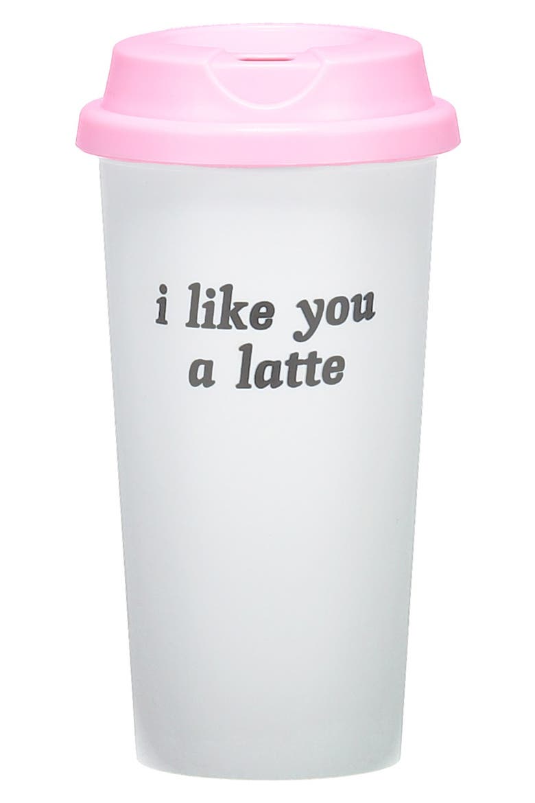 'I Like You A Latte' Travel Mug, Main, color, PINK