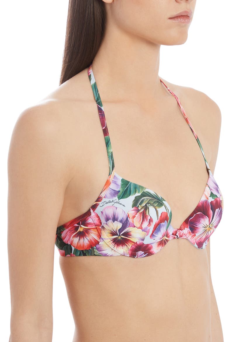 Pansy Print Underwire Bikini Top, Alternate, color, PINK PANSY