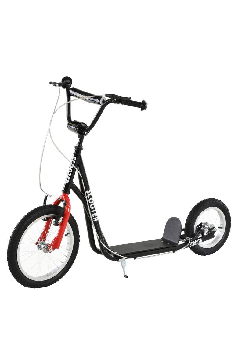 Teens Youth Kick Scooter with Adjustable Handlebar, Dual Brakes, Inflatable Wheels, Main, color, Black