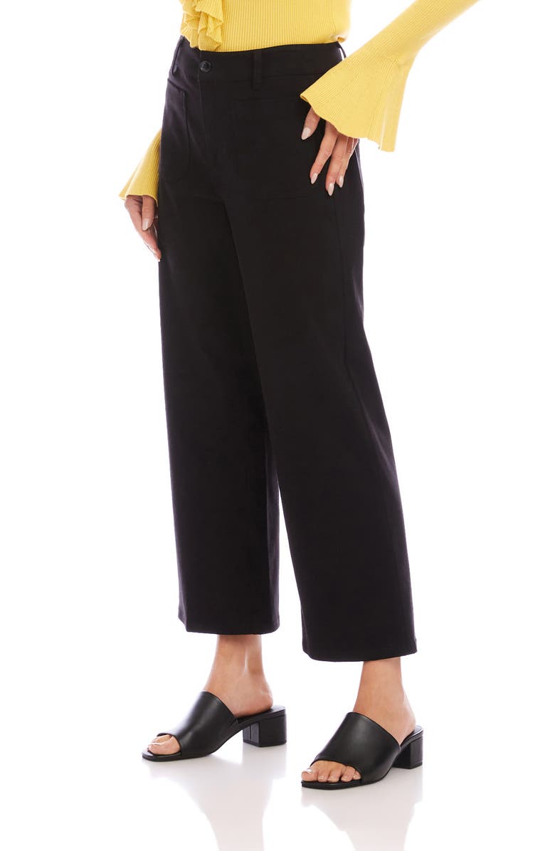 Karen Kane Lauren Patch Pocket Crop Wide Leg Pants, Alternate, color, Black