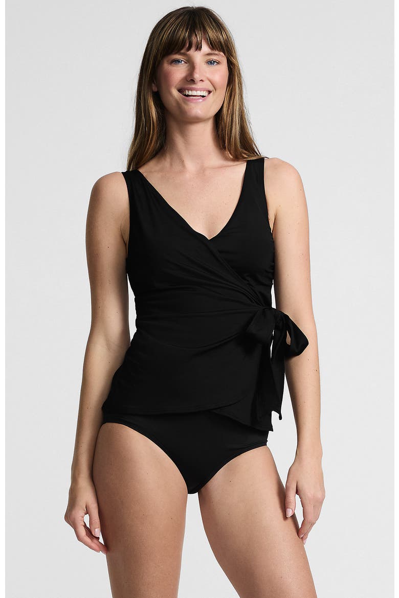 Long Side Tie Tankini Top, Main, color, Black