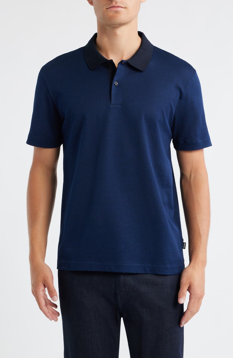 BOSS Parlay Texture Polo, Main, color, Dark Blue