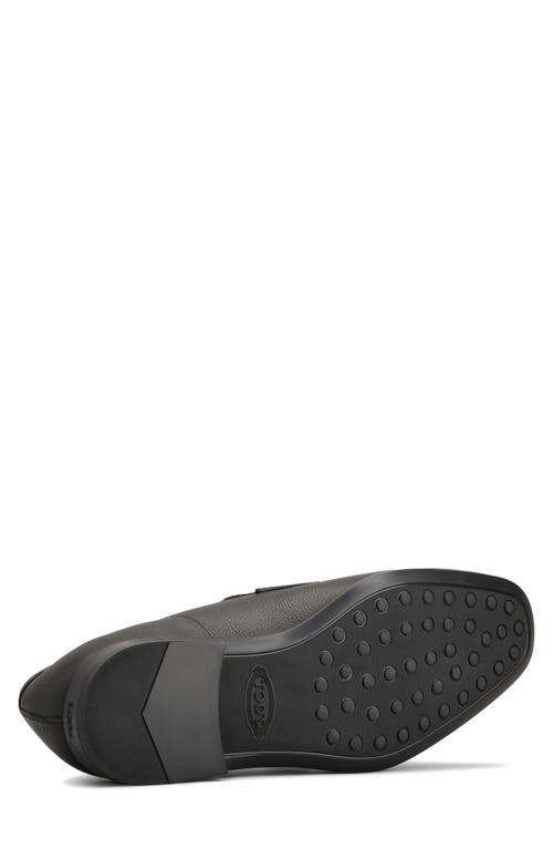 Tod's Men's Mocassino Gomma Leather Penny Loafers In Nero