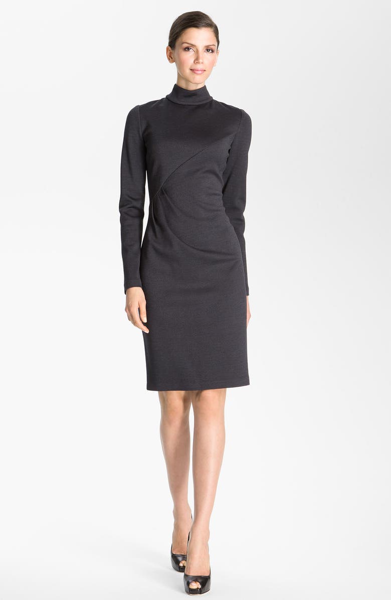 St. John Collection Milano Knit Turtleneck Dress, Main, color, 