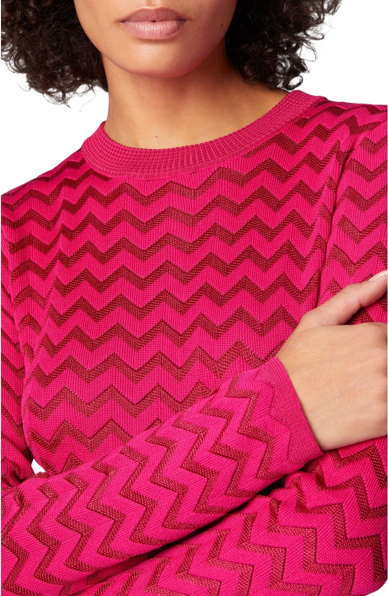 Missoni Tone-on-tone Chevron Long-sleeved Mini-dress, Alternate, color, Magenta Red