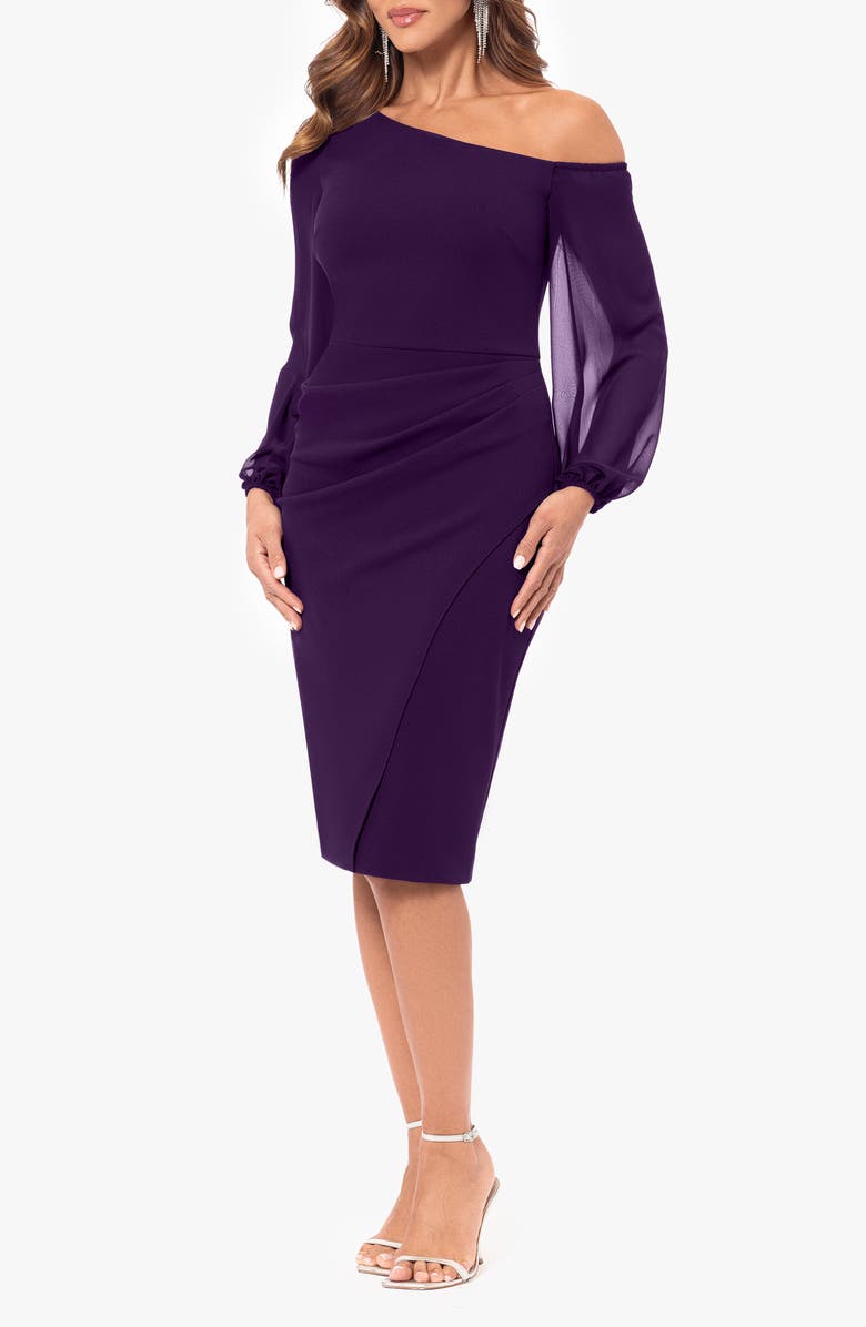 Betsy & Adam Off the Shoulder Sheath Cocktail Dress, Alternate, color,