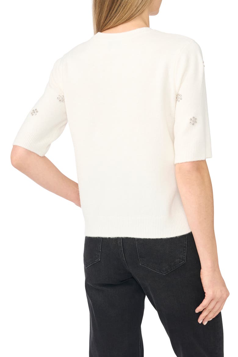 Jewel Elbow Sleeve Sweater, Alternate, color, ANTIQUE WHITE