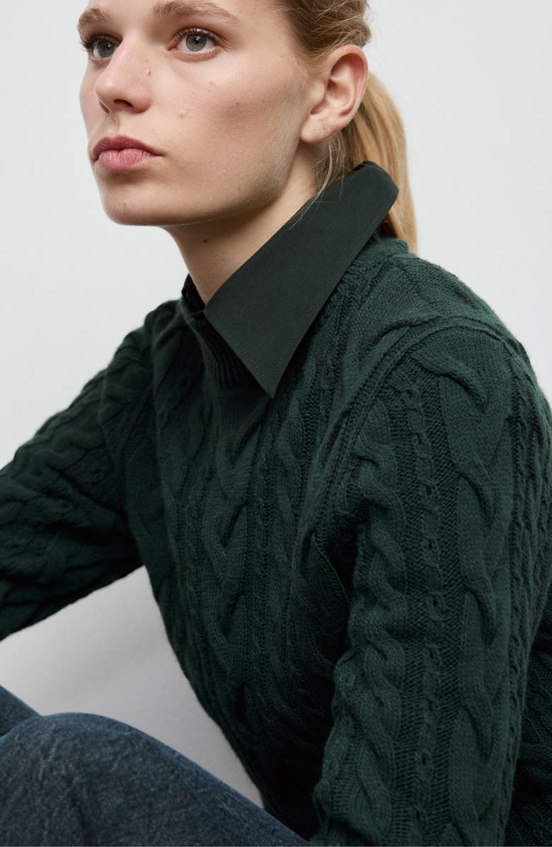 MANGO Cable Stitch Mock Neck Sweater, Alternate, color, 