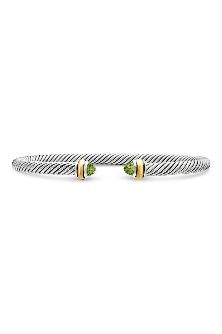 Cable Classic Bracelet with 18K Gold & Semiprecious Stones, 4mm, Main, color, PERIDOT