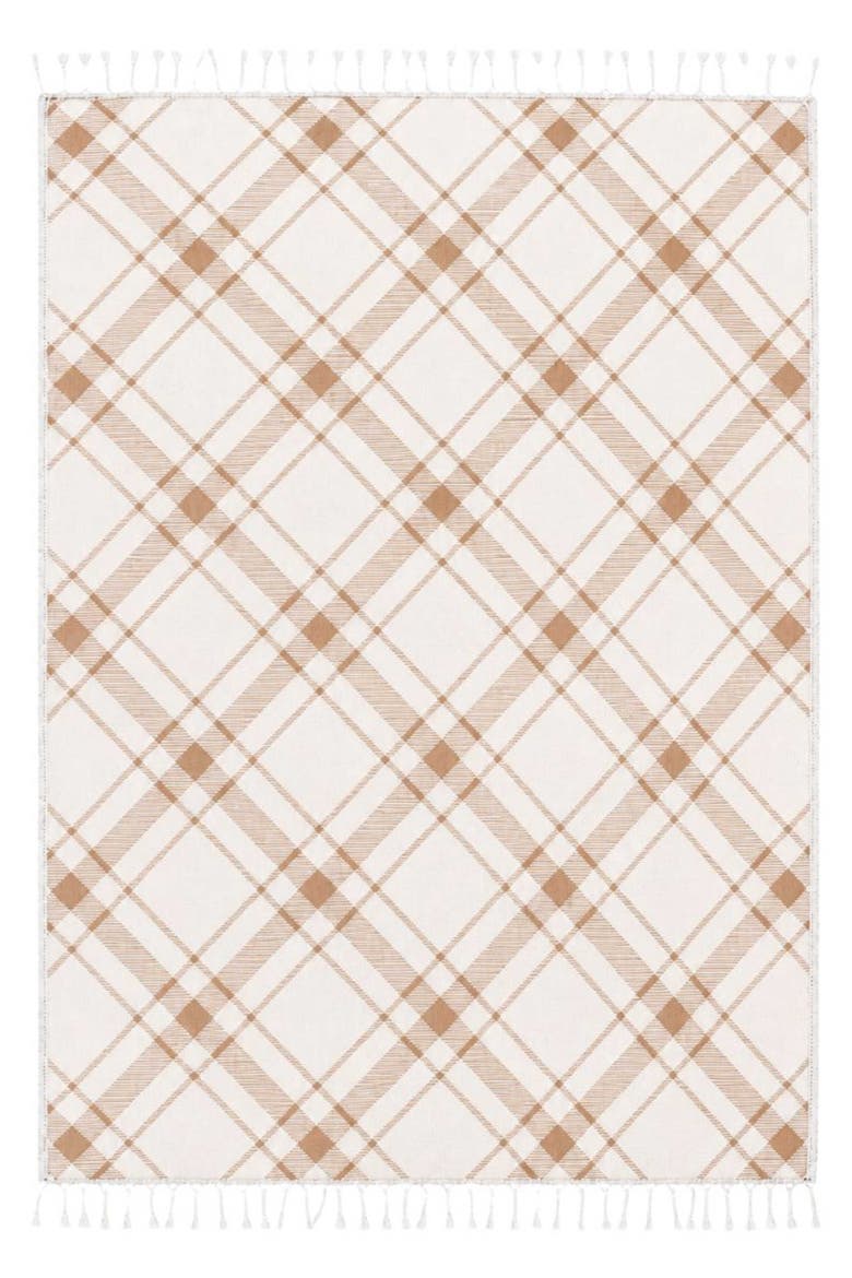 Plaid Reversible Organic Cotton Throw Blanket, Alternate, color, Camel