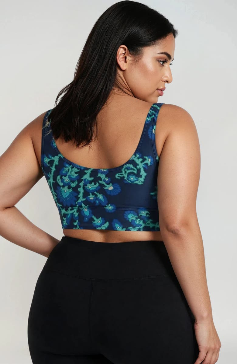 Calypsa Plus Size Longline Swim Bra, Alternate, color, Barbados Blue