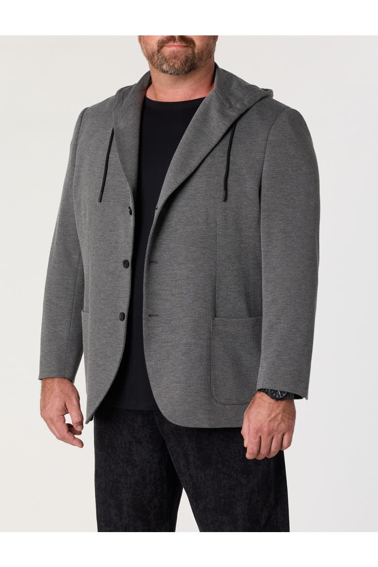 Big & Tall Hooded Jacket-Relaxer Sport Coat, Alternate, color, GREY
