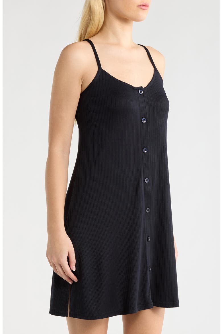 Rib Button Front Chemise, Alternate, color, UTILITY BLUE
