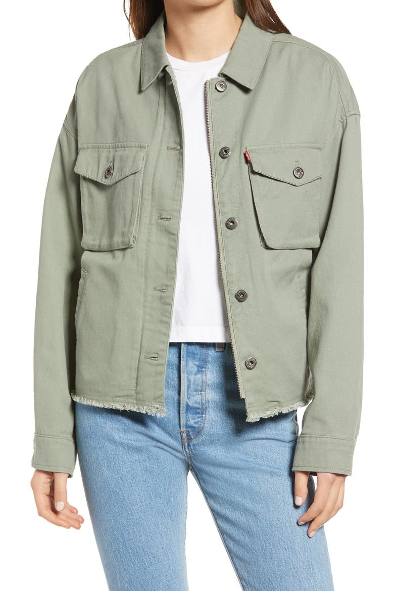 Levi's® Crop Raw Hem Utility Jacket, Main, color, SEA SPRAY