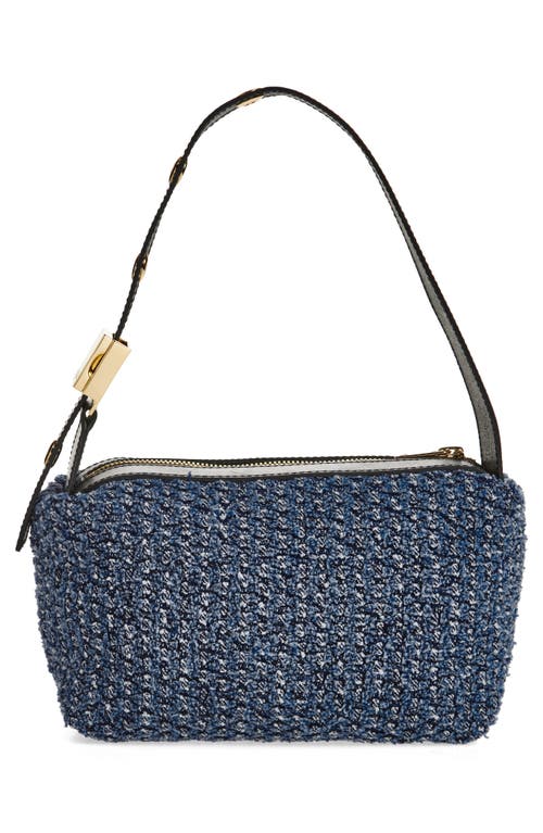Sacai New Pochette Tweed Handbag In Indigo