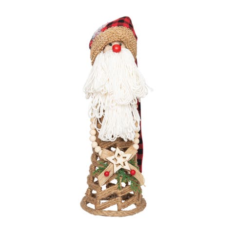 Buffalo Plaid Gnome Santa Decorative Figurine