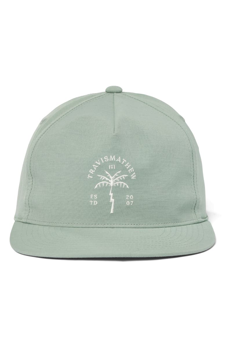TravisMathew Finally There Embroidered Snapback Baseball Cap, Main, color, Jadeite