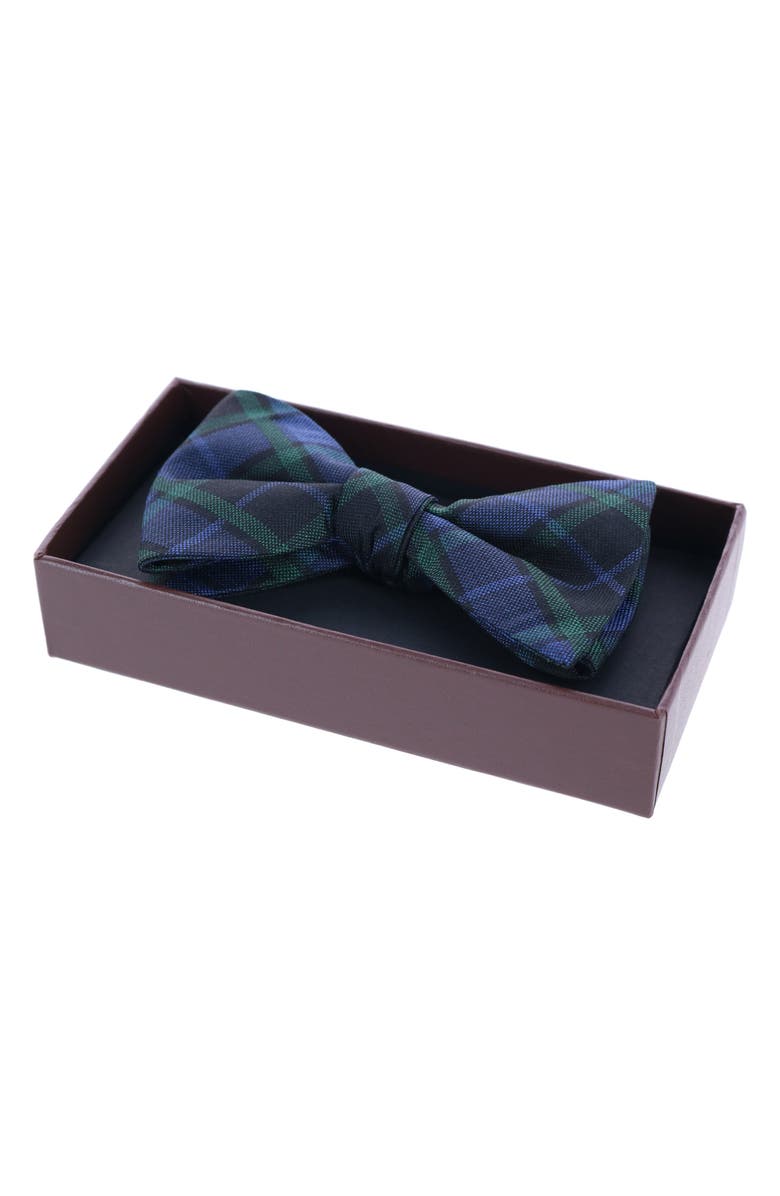 Trafalgar Ives Plaid Silk Bow Tie, Alternate, color, Green