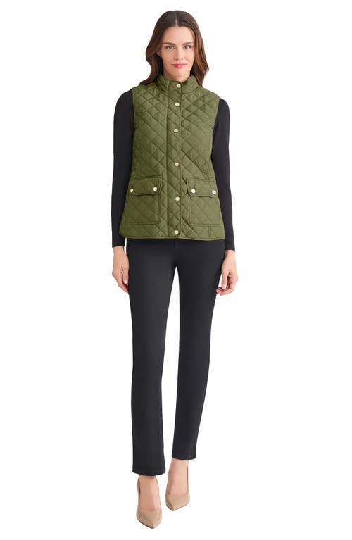 Jones New York Quilted Vest In Green