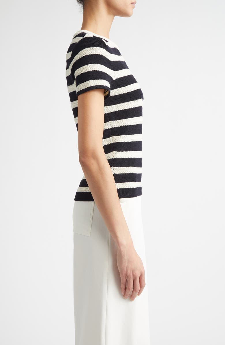 ST. JOHN Breton Stripe Wool Blend Sweater, Alternate, color, Black / Ecru Multi