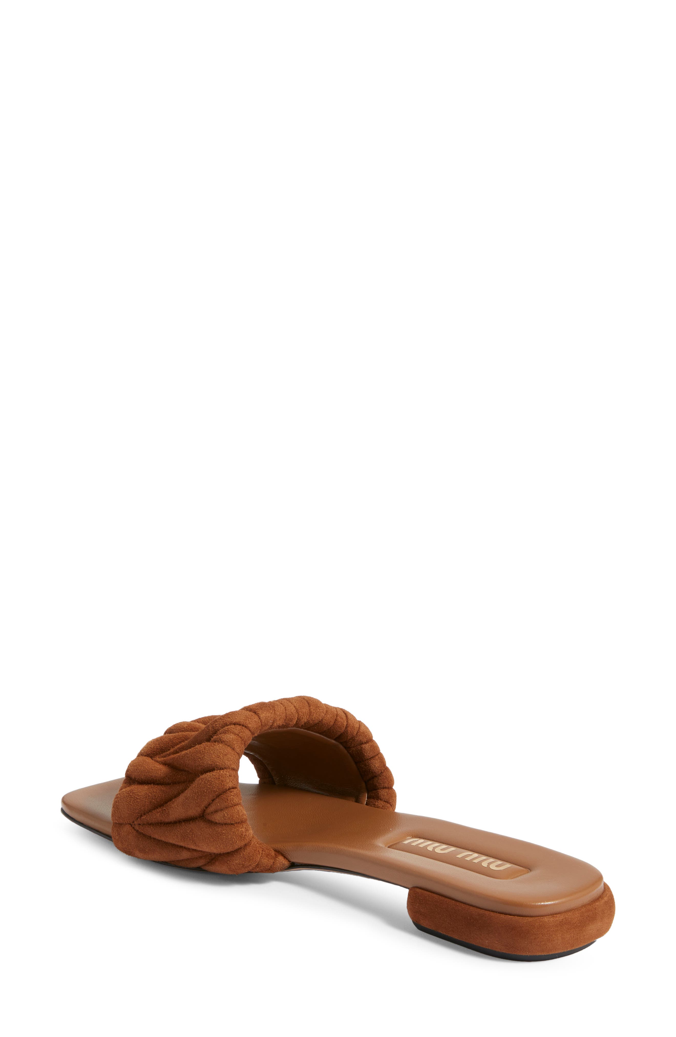 Miu Miu Matelassé Slide Sandal, Alternate, color, Rovere