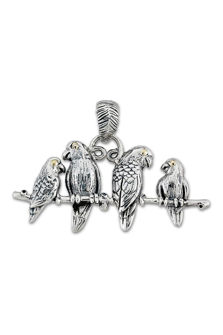 18K Yellow Gold & Sterling Silver Birds on Branch Pendant, Main, color, SILVER AND GOLD