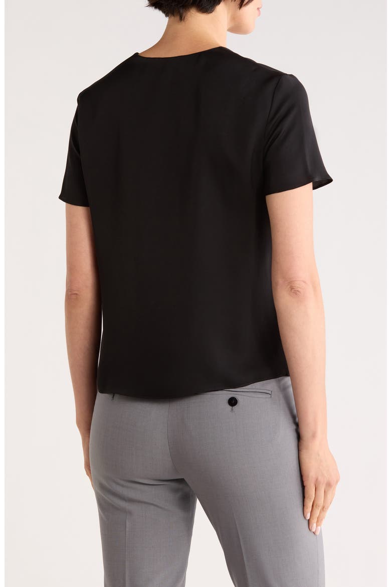 Minimal V-Neck Silk T-Shirt, Alternate, color, BLACK