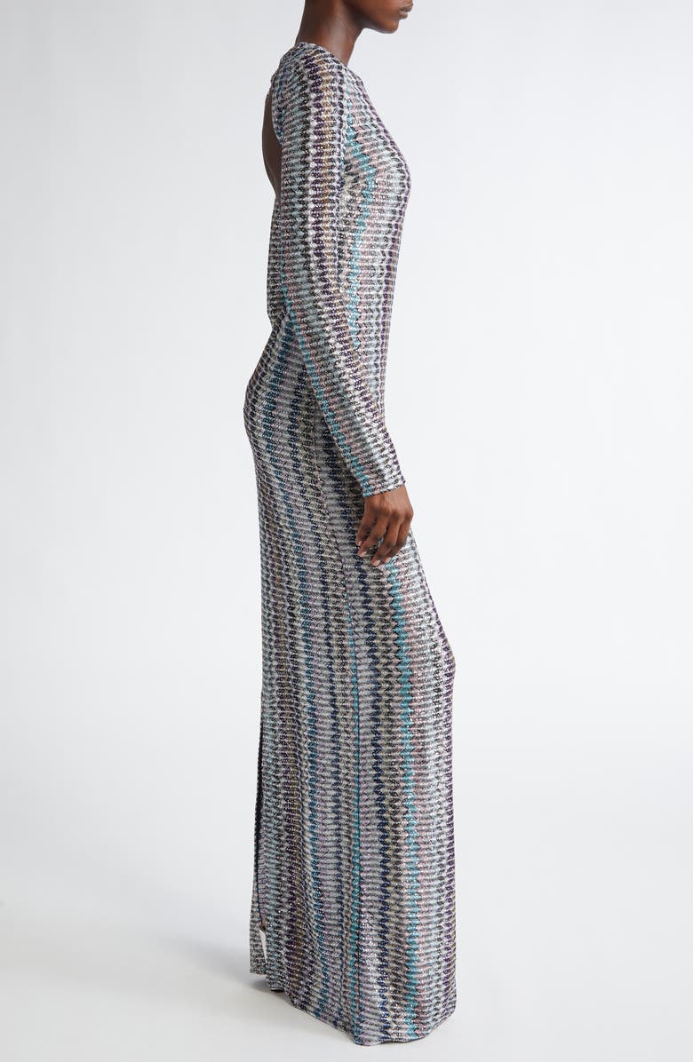 Missoni Sequin Stripe Long Sleeve Knit Dress, Alternate, color, 