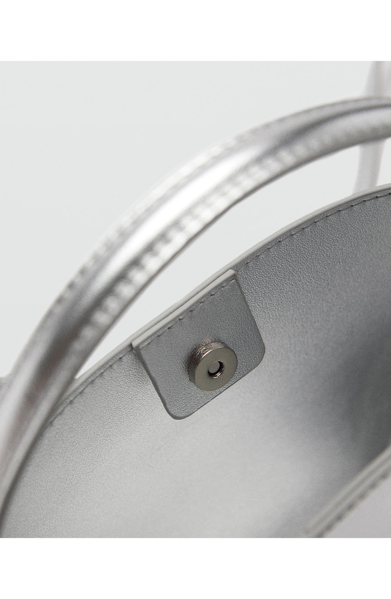 MANGO Mini Metallic Faux Leather Shopper, Alternate, color, 