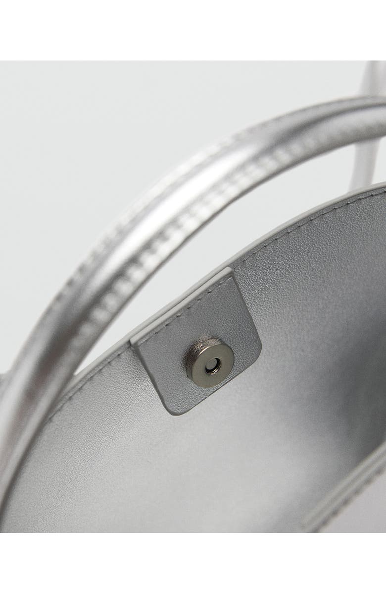 MANGO Mini Metallic Faux Leather Shopper, Alternate, color,