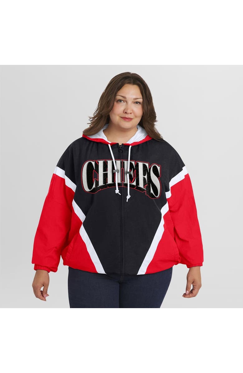 WEAR by Erin Andrews Women's WEAR by Erin Andrews Red/Black Kansas City Chiefs Plus Size Retro Crinkle Full-Zip Hoodie Windbreaker Jacket, Alternate, color, Red