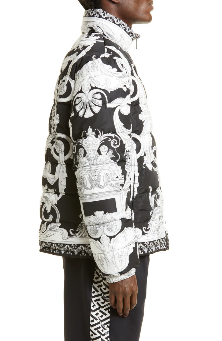 Versace Men's Silver Baroque Puffer Jacket, Alternate, color,