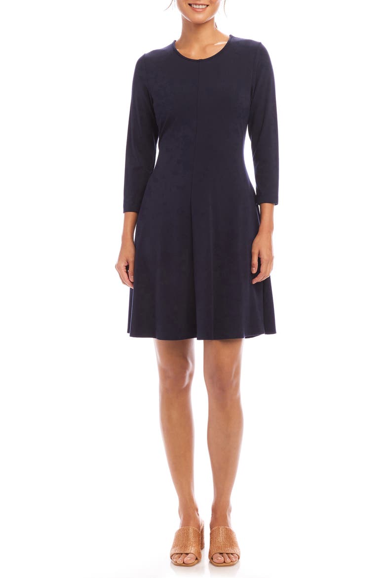 Long Sleeve Jersey Fit & Flare Dress, Main, color, NAVY