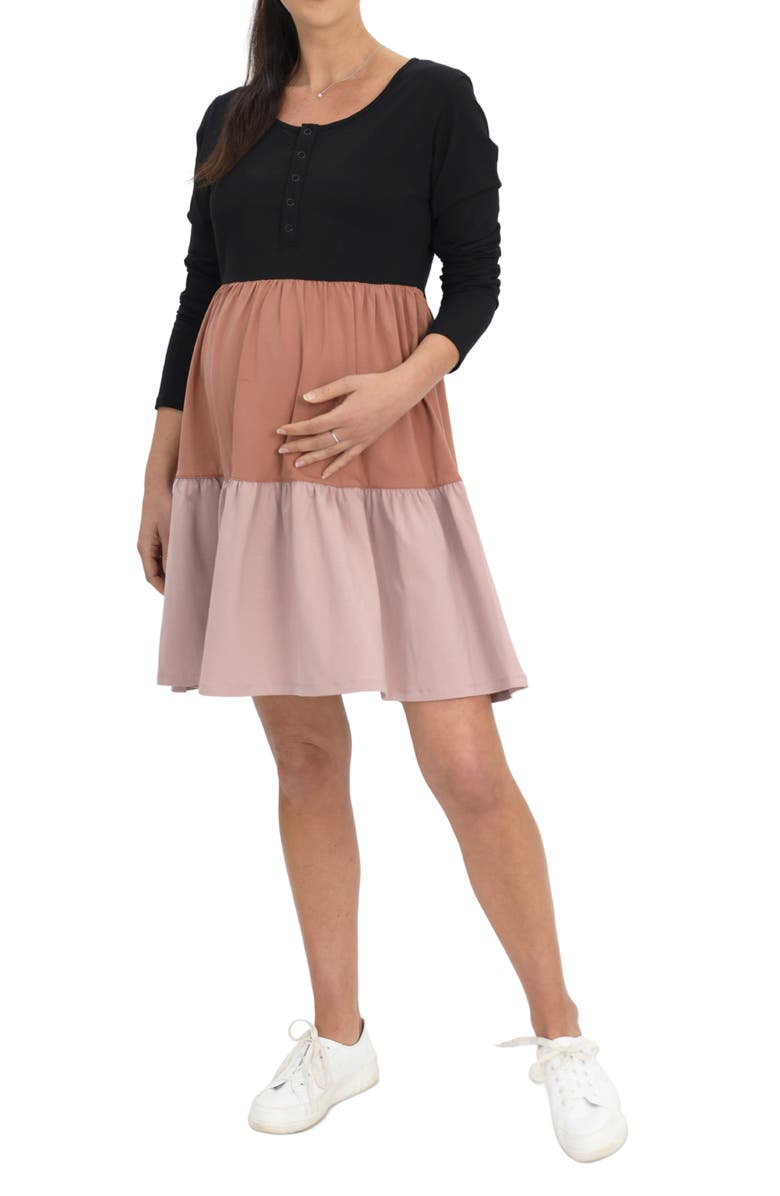 Angel Maternity Long Sleeve Maternity/Nursing Dress, Alternate, color, 