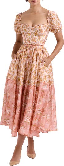 white christmas dresses Chic Fall Vibe Ditsy Floral Corset Midi Dress main image 0