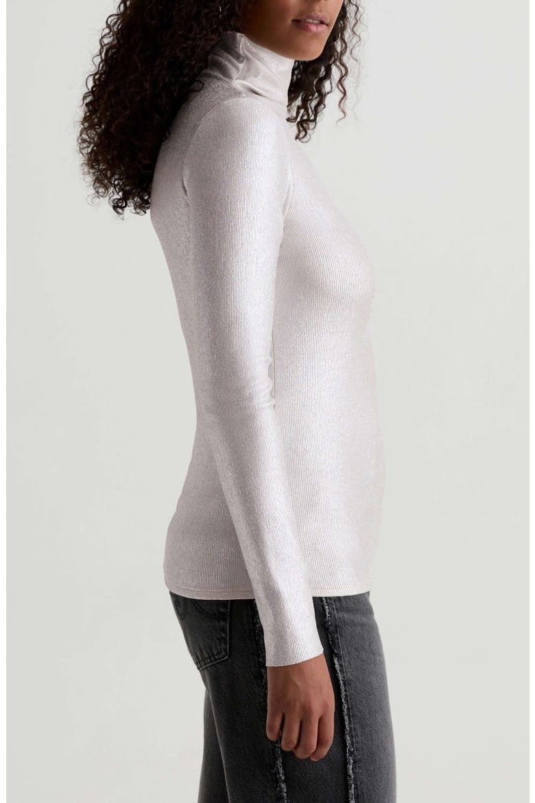 Chels Metallic Rib Turtleneck Sweater, Alternate, color, POWDER/SILVER