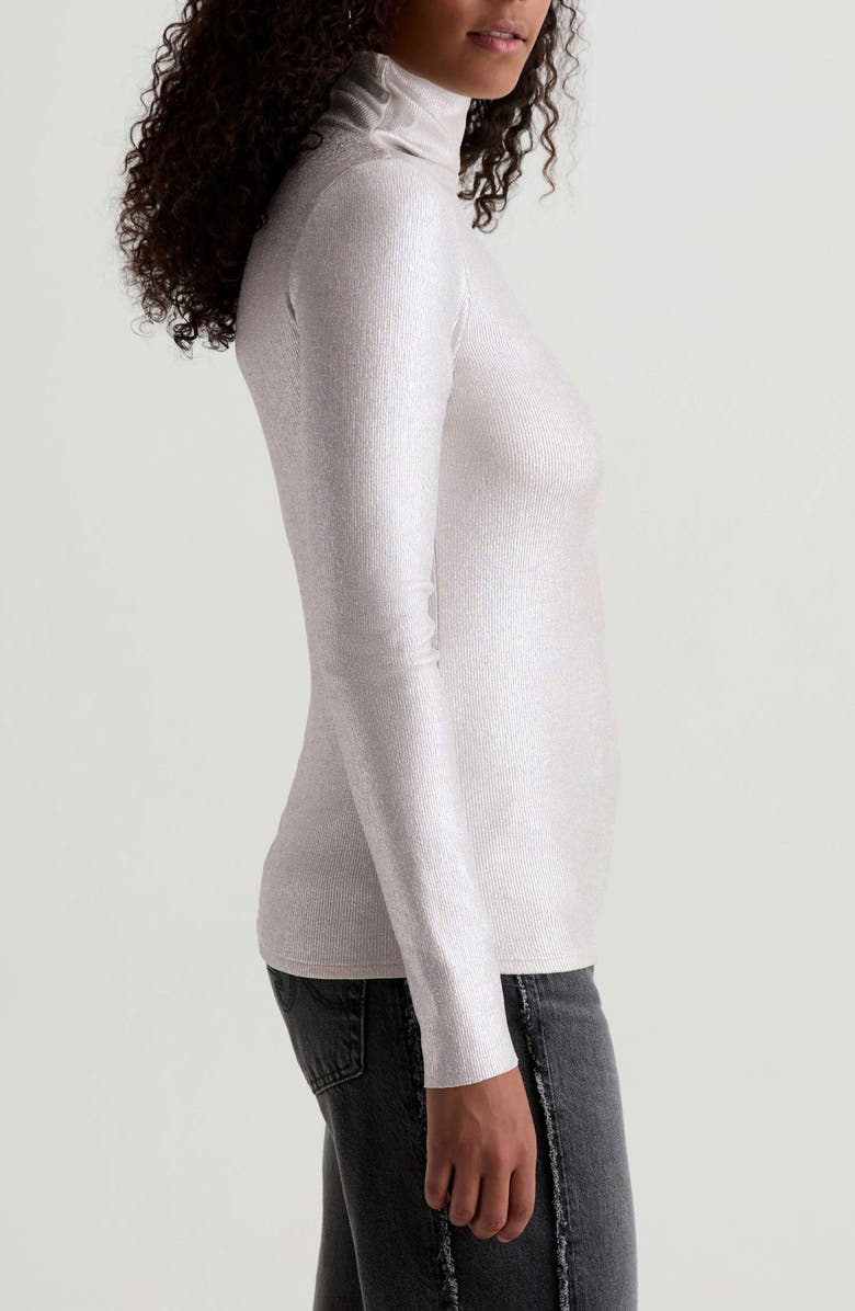 AG Chels Metallic Rib Turtleneck Sweater, Alternate, color, Powder/Silver