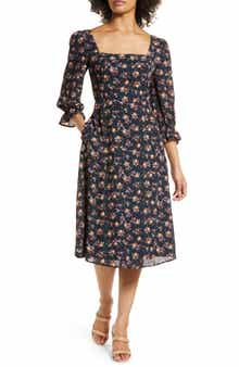 Julia Jordan Floral Bell Sleeve Midi Dress