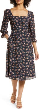Julia Jordan Floral Bell Sleeve Midi Dress