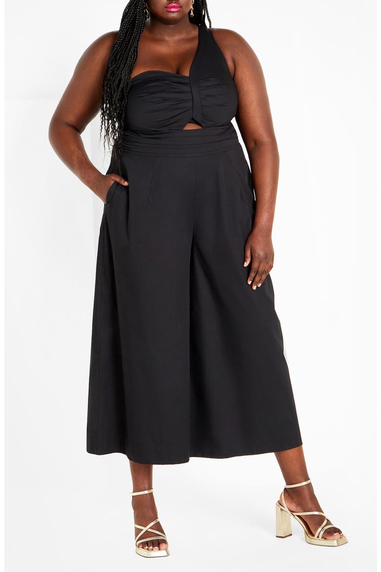 Rebecca One-Shoulder Cotton Jumpsuit, Main, color, BLACK
