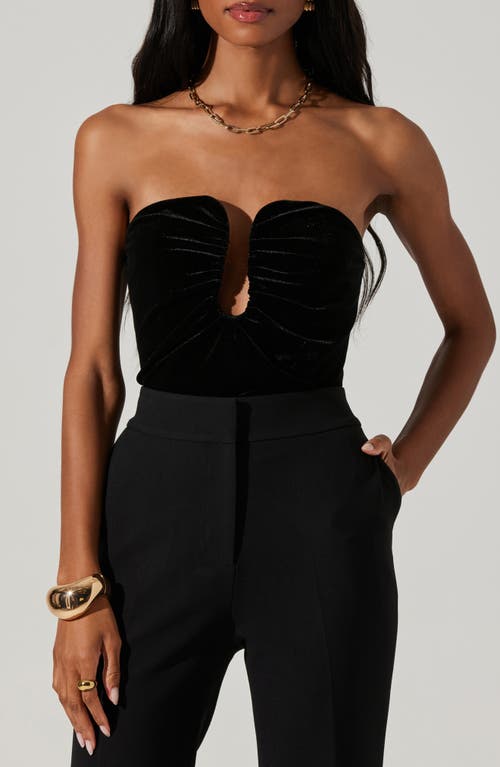 Shop Astr The Label Arista Strapless Velvet Top In Black