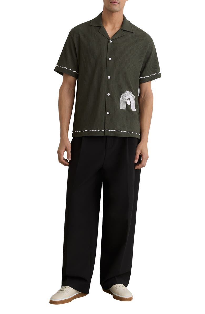 Reiss Solano Camp Shirt, Alternate, color, Dark Green