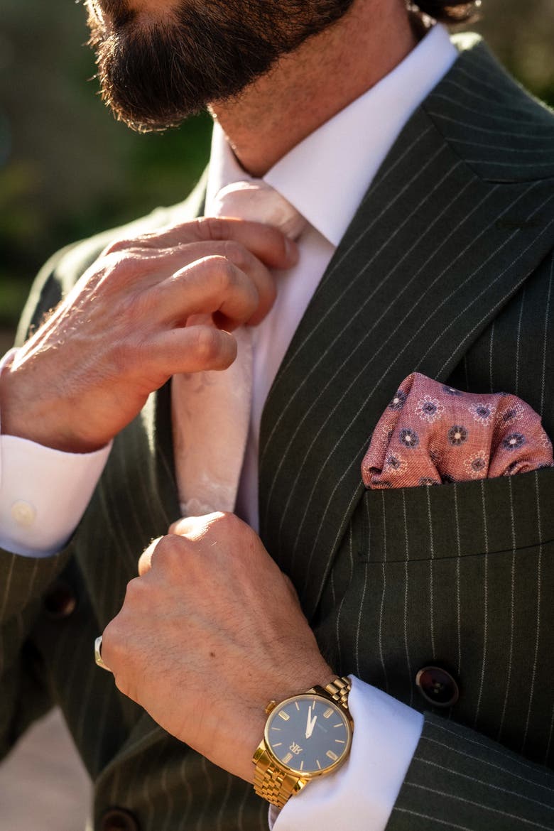 Pascal - Double Sided Silk Pocket Square for Men, Alternate, color, Blush