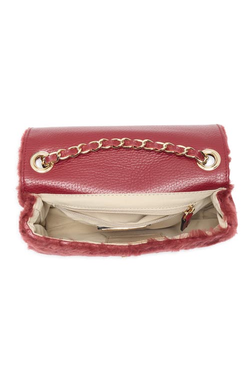 Valentino By Mario Valentino Beatriz Faux Fur Crossbody Bag In Burgundy