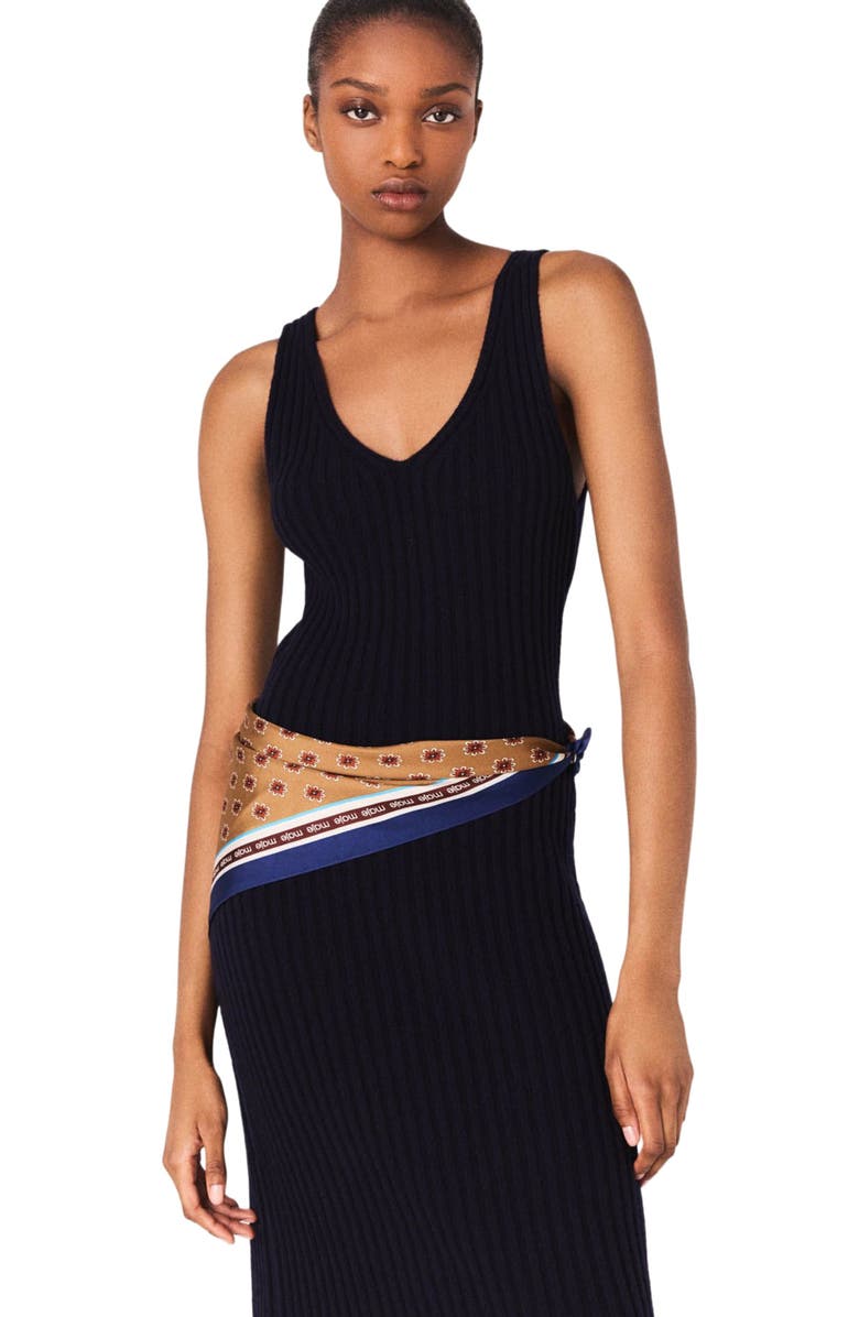 maje 2-in-1 knit maxi dress, Alternate, color, Navy