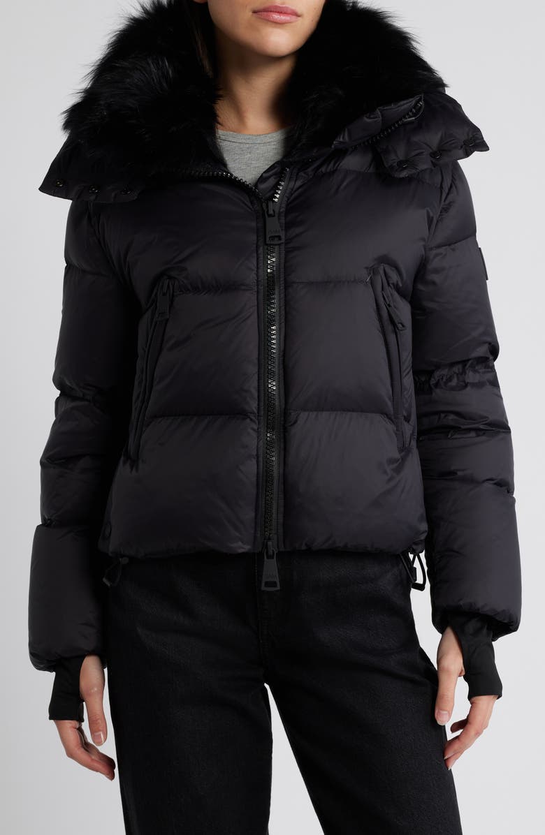 SAM. Kaia Water Resistant Down Puffer Jacket with Removable Genuine Shearling Trim, Alternate, color, 